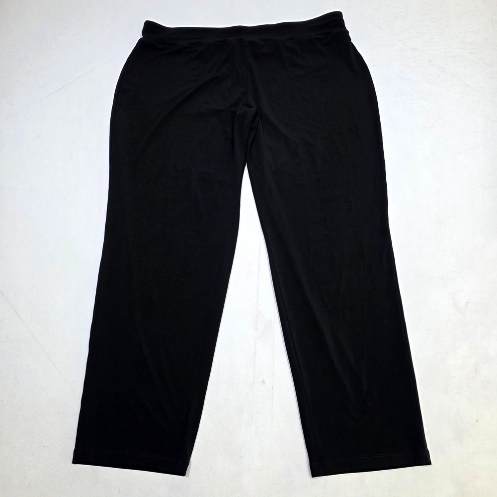Susan Graver Modern Essentials Pants Womens XL Black Liquid Knit Straight Leg